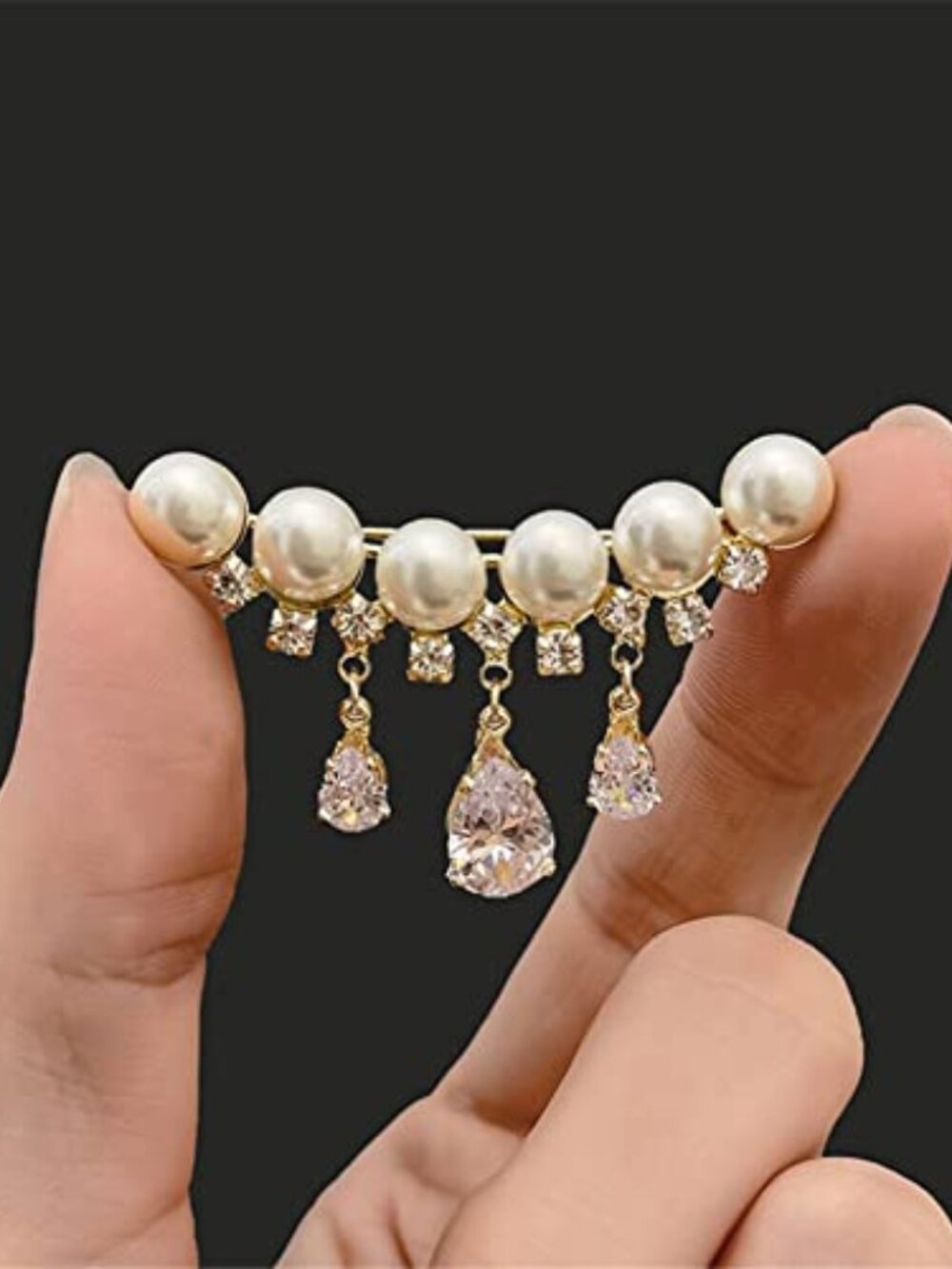 New - Sweater Shawl Clips Faux Rhinestone Pearls Brooch Safety Pin Lapel Pin